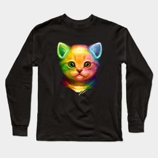 Kitty Colorful Painting Long Sleeve T-Shirt